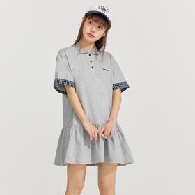 笛莎Deesha 2026年夏季新款青少年拼接格纹连衣裙裙子