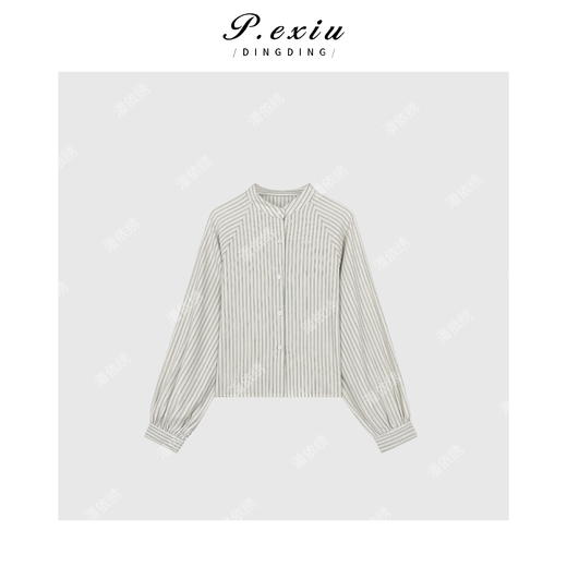 03-4潘依绣丁丁宠粉极简风氛围感条纹长袖衬衫Q2213 商品图0