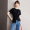 西遇设计感黑色短袖T恤女2026夏季新款圆领收腰开叉下摆显瘦上衣SS060230 商品缩略图2