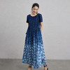 【林栖设计小店】 翩然蝶舞|纯棉蝴蝶印花渐变蓝宽松2026早春新品连衣裙1961265 商品缩略图0