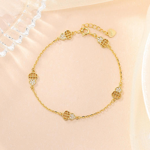 【招财葫芦】S925纯银镀金算盘葫芦招财手链【CW-SL12016】 商品图2