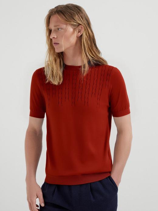 男款麻花短袖针织衫ho006 商品图1