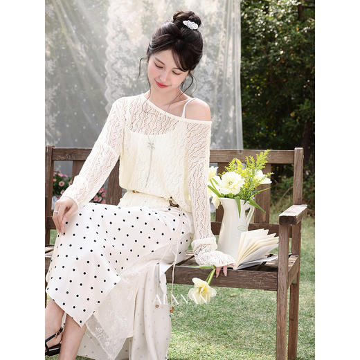 鹿向南「云絮织光」温柔氛围感穿搭女夏季最新款百搭高级针织上衣 商品图4