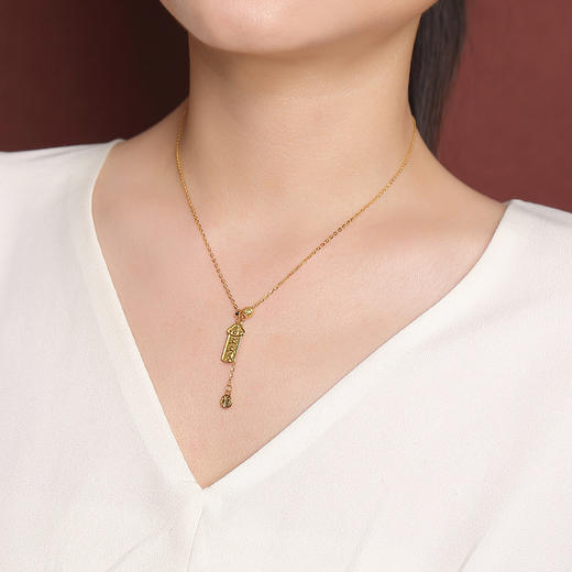 【上上签】S925纯银镀金平安大吉大利项链套链【CW-XL00808】 商品图3