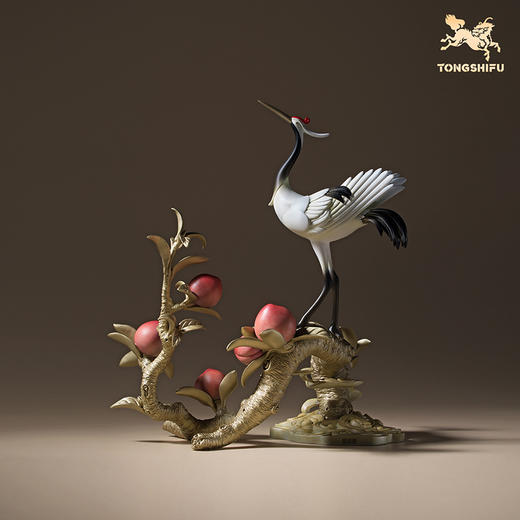 铜师傅《鹤桃同春》客厅装饰品铜摆件 送长辈领导祝寿生日礼物 商品图3