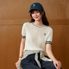 【严选】诗凡黎兰精天丝短袖针织衫2026春夏新款撞色边学院风刺绣圆领上衣7H3330731 商品缩略图4