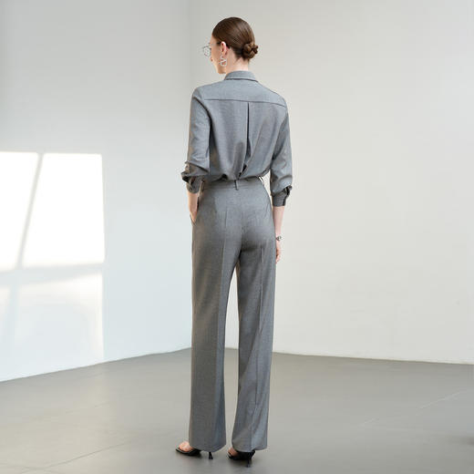 IWY/薄暮灰色【轻商务精英风】通勤优雅衬衫阔腿裤套装出差懒人穿搭B602+P2745 商品图3