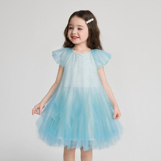 笛莎Deesha 2026年夏季新款小童女童精致公主网纱小飞袖连衣裙珠片连衣裙 商品图0