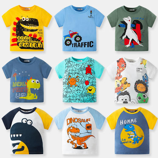 【断码清仓59元任选5件】be top夏季儿童全棉卡通T恤 男童纯棉洋气潮T恤 商品图1