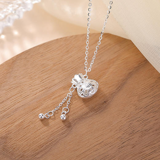 【福伴朝夕】S925纯银镀金福袋福字套链【CW-XL00586】 商品图2