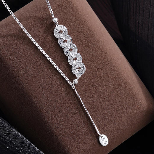 子佩集【五路财源】S925银套链【XL070284】五连环招财钱币项链2509 商品图5