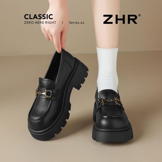 ZHR则则厚底增高6cm乐福鞋单鞋女2025新款百搭高跟小皮鞋学院女鞋 商品图3