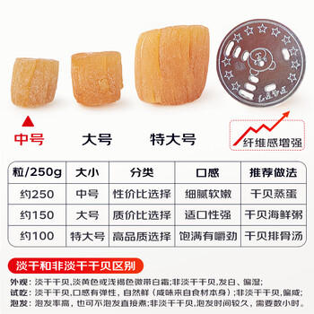 北海印象【北海产地】干贝中号250g 淡干瑶柱肉煲汤煮粥干货 源头直发包邮 商品图4