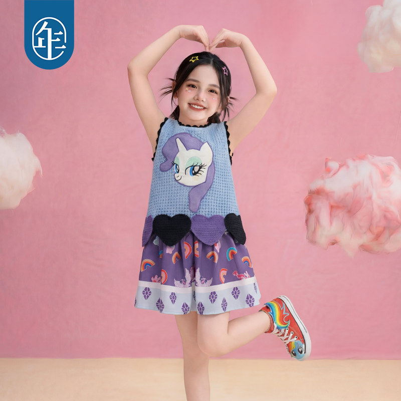 小马宝莉联名年衣童装针织背心夏季新款女童卡通可爱吊带无袖上衣