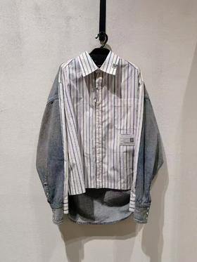 男款拼接条纹牛仔外套ba019