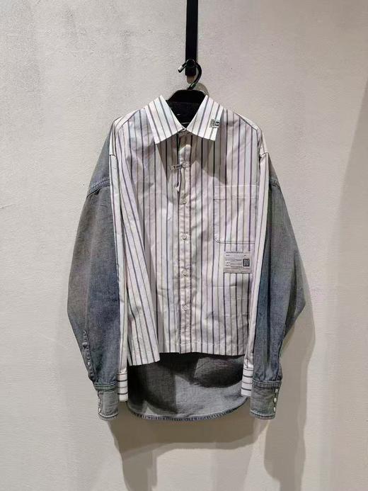 男款拼接条纹牛仔外套ba019 商品图0