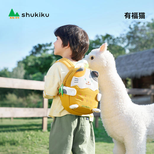 【新品包包】中国shukiku抱抱萌友儿童双肩包-有福猫S  3-6岁幼儿园 商品图0
