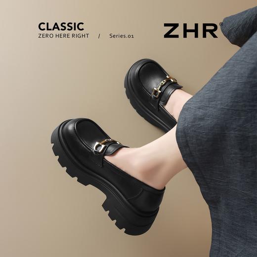 ZHR则则厚底增高6cm乐福鞋单鞋女2025新款百搭高跟小皮鞋学院女鞋 商品图2