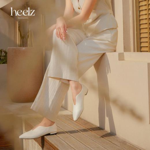 heelz设计师手工鞋履 ｜U口奶奶鞋（两穿）柔软环保牛皮防污渍小白鞋1.5公分 商品图1