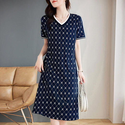 直筒短袖连衣裙女夏季2026新款上衣大码女装宽松纯棉t恤女士裙子 商品图0