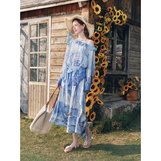 两三事梵高文艺 四月物语 2026春季新款可拆搭片印花裙裤休闲裤女 商品图3