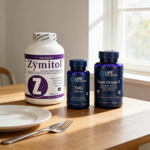 心血脑养护套装｜Zymitol 综合酶630粒+Life Extension TMG甜菜碱60粒+Life Extension 鱼油 240粒 商品图5