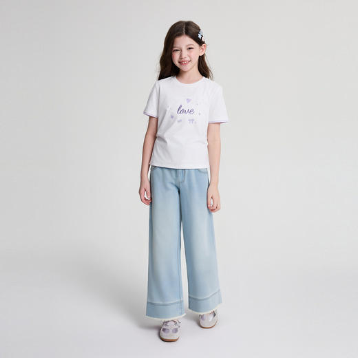 笛莎Deesha 2026年夏季新款中童女童牛仔阔腿牛仔裤 商品图2