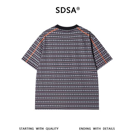 SDSA男装2026新款高贵轻奢潮牌十字条纹圆领短袖T恤明线设计百搭 商品图4