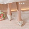 ZHR则则高跟鞋女2025秋季新款法式尖头粗跟一脚蹬单鞋女浅口女鞋 商品缩略图1