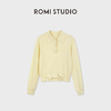 ROMI STUDIO100%澳洲羊毛高弹polo领半开扣粉色毛衫/POLO领上衣RWDSST2831 商品缩略图3