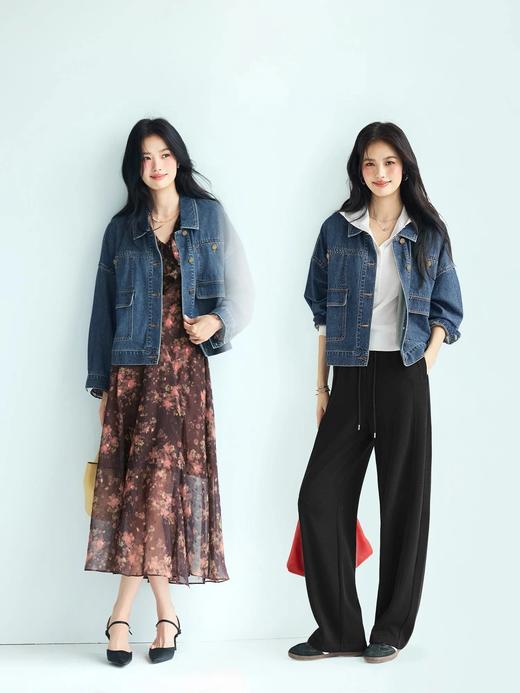 【复古水洗全棉工装阔形牛仔外套】重工磨砂水洗工艺很有复古感，做旧五金纽扣配明线拼接，质感高级WD 商品图2