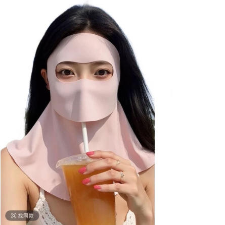 【全方位防护防晒❗嘴部掀开可喝水】夏季防晒面罩女全脸遮阳冰丝脸基尼防紫外线护脖颈可喝水透气口罩。rh 商品图4