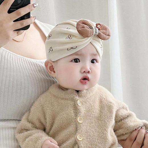 婴儿帽子春秋款小月龄胎帽新生婴幼儿头巾帽纯棉女宝宝护耳印度帽 商品图1