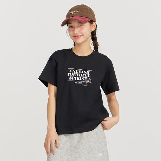 笛莎Deesha 2026年夏季新款青少年字母印花精梳棉T恤 商品图0