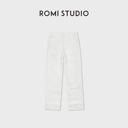 ROMI STUDIO“白色丹宁”棉氨纶肌理感小直筒显瘦牛仔裤RWDSXT1790 商品图4