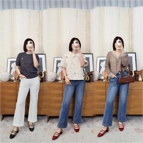 【贝拉推荐】本心之作 四面弹直筒九分牛仔裤 小个子闭眼冲的本心之作 双侧缝工艺 裤脚翻边 显瘦显腿直