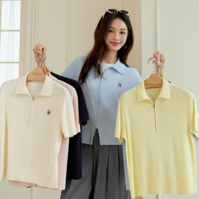 【严选】【奶油拉链衫】诗凡黎莱赛尔翻领针织开衫2026春夏双拉链短袖上衣7H3131301