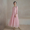 【林栖设计小店】柔花静栖|生活在左2026春夏新品苎麻粉色绣花宽松连衣裙1962233 商品缩略图3