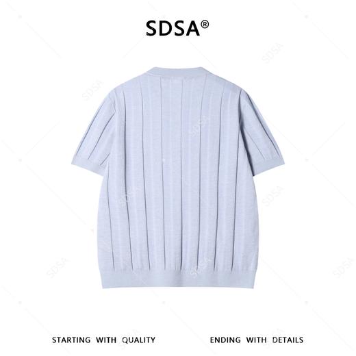 99012SDSA男装2026新款高贵轻奢韩系竖条纹亨利领针织短袖T恤百搭透气 商品图4