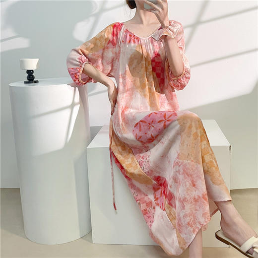 【89/任选两件】下单送同花色发圈！！mingsi seal棉绸裙2026新款设计花色全绵绸面料，再生纤维素垂感好，速干透气舒适慵懒居家/旅行/日常绵绸裙 商品图1