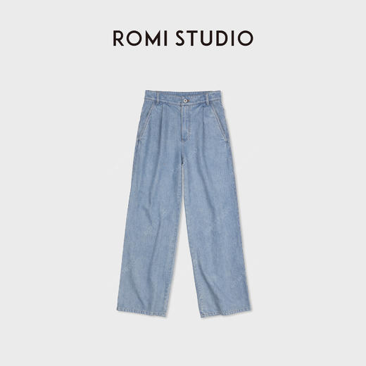 ROMI STUDIO“四季牛仔”全棉复古水洗高腰阔腿牛仔长裤RWDSXT1636 商品图2