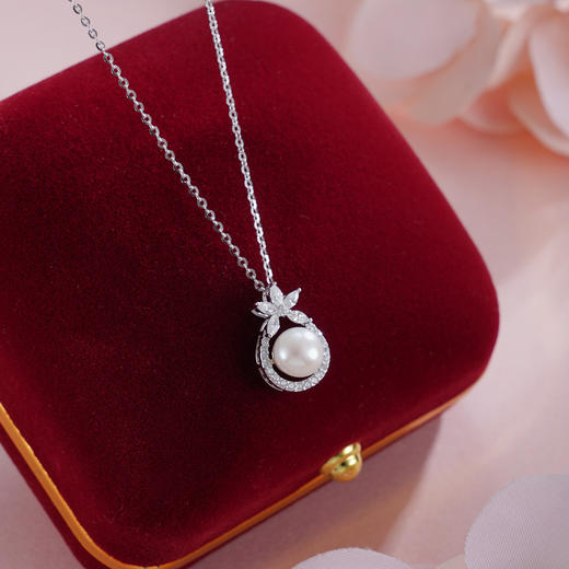 子佩集【明美】S925银套链【YL-7672101】五瓣花锆石珍珠项链2509 商品图3