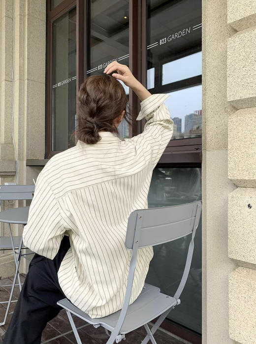 原单极筒条纹衬衫 商品图2