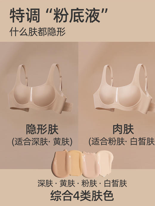 遐【大方领】1mm杯无痕隐形粉底液内衣女夏无钢圈大胸显小文胸薄 商品图5