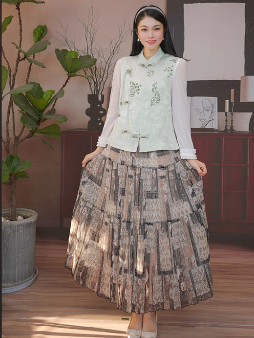 司歌重磅工艺国风马甲醋酸盯珠提花外套B93G5226 商品图2