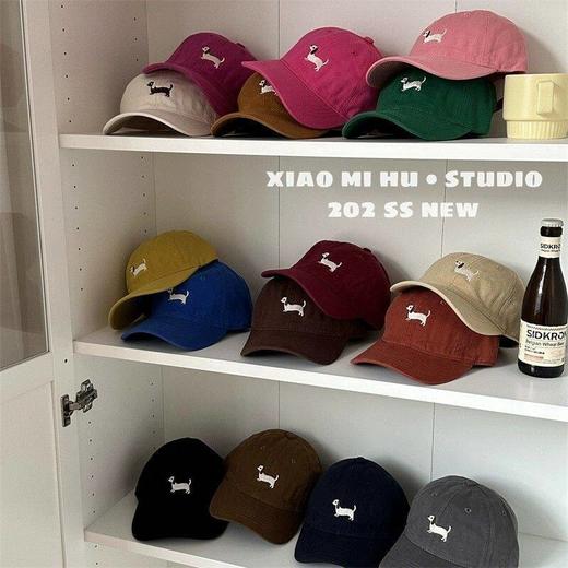 新款宝宝腊肠狗刺绣棒球帽男女儿童ins韩系百搭宽帽檐鸭舌帽子潮 商品图1