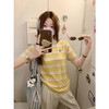 <曾小咸推荐>韩系撞色条纹t恤女短袖上衣【预售款，预计3-15天！！】 商品缩略图0