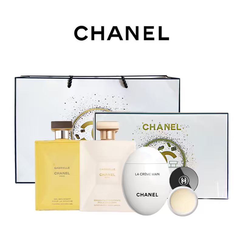 香港直邮美妆【限量10套-送礼袋】香奈儿嘉柏丽尔SPA四件套礼盒  (身体乳200ml+沐浴露200ml+鹅蛋护手霜50ml+山茶花唇膜10g)