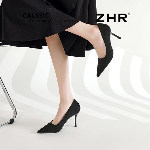 ZHR则则羊京绒高跟鞋细跟气质黑色工作鞋女2025新款单鞋超软女鞋 商品图6