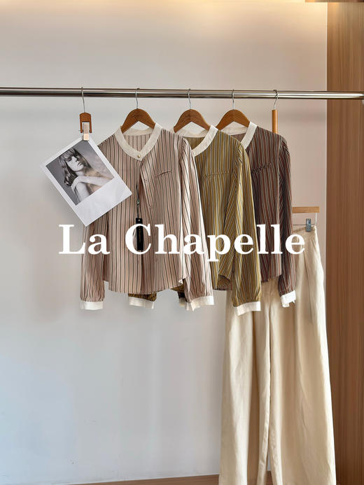 专柜实拍【莱赛尔！高品质】拉夏贝尔/La Chapelle法式撞色领气质慵懒感百搭衬衫极简通勤风上衣女 商品图0